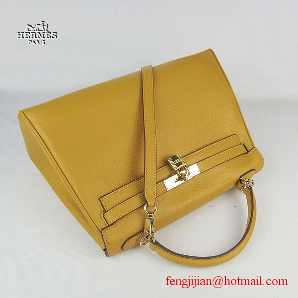 Hermes Kelly 32cm Togo Leather Bag Yellow 6108 Gold Hardware